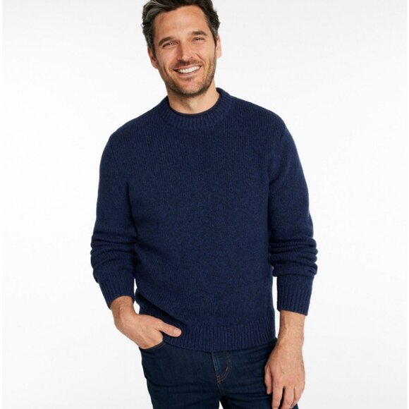EUC Men's L.L. BEAN 100% Wool Shetland Crewneck Sweater Navy | Size XLR - Picture 1 of 7